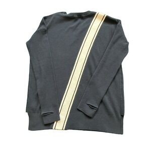 Athleta Streetwise Pullover Crewneck Sweater Navy Blue Diagonal Stripe Size XS